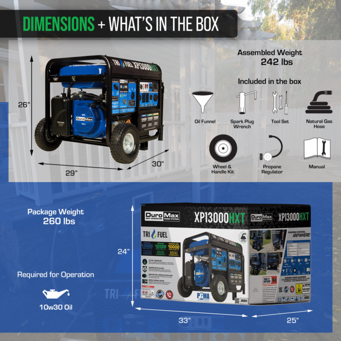 DuroMax XP13000HXT 13,000 Watt Electric Start Tri-Fuel Portable Generator w/ CO Alert - Image 5