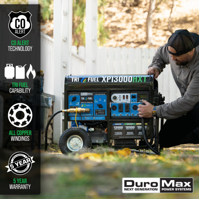 DuroMax XP13000HXT 13,000 Watt Electric Start Tri-Fuel Portable Generator w/ CO Alert - Image 13